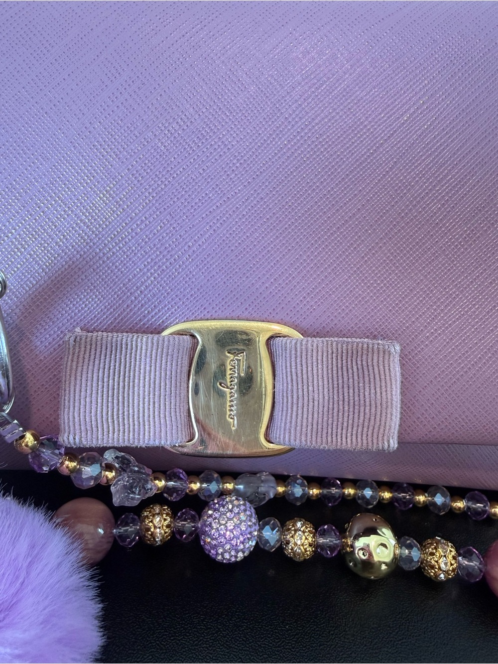 Authentic Salvatore Ferragamo Vara Bow Lilac leather clutch/crossbody - Picture 16 of 16